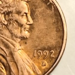 A Lincoln Cent 1992.D.double Plachet