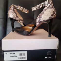 Ambie Snake Black Natural ALFANI Heels