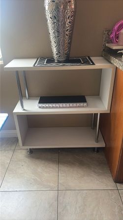 White 3-Tier Shelf Unit with Chrome Legs