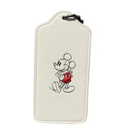 Coach X Disney Chalk Tag Mickey Mouse Leather Bag Tag NEW