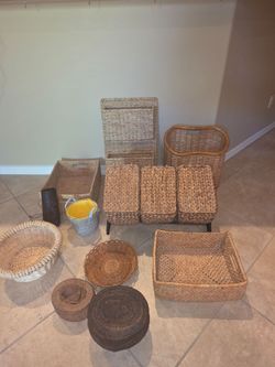 Assorted Wicker Baskets and Storage