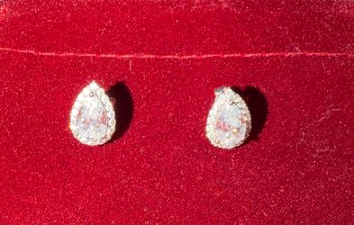 Sterling Silver Moissanite teardrop halo earrings