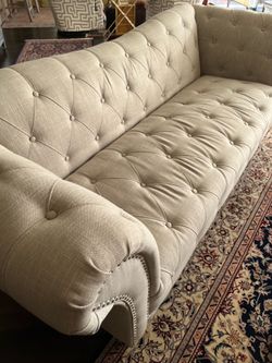 Chesterfield Style Linen Couch