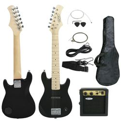 30" Kids Electric Guitar with 5 Watt Amplifier, Gig Bag Case, Strap for Beginners, Black