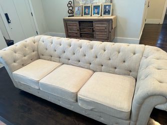 Tufted Chesterfield Sofa and Two Armchairs