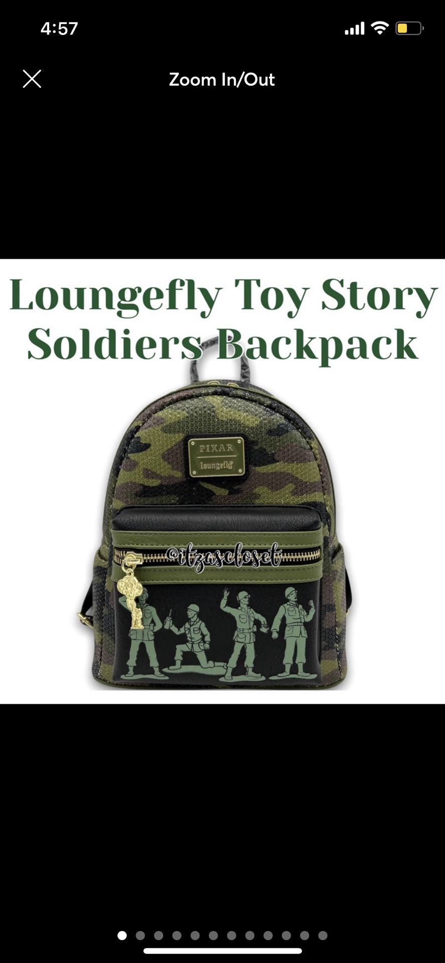 Loungefly Disney Pixar Toy Story Army Men Soldiers Sequin Mini Backpack NWT