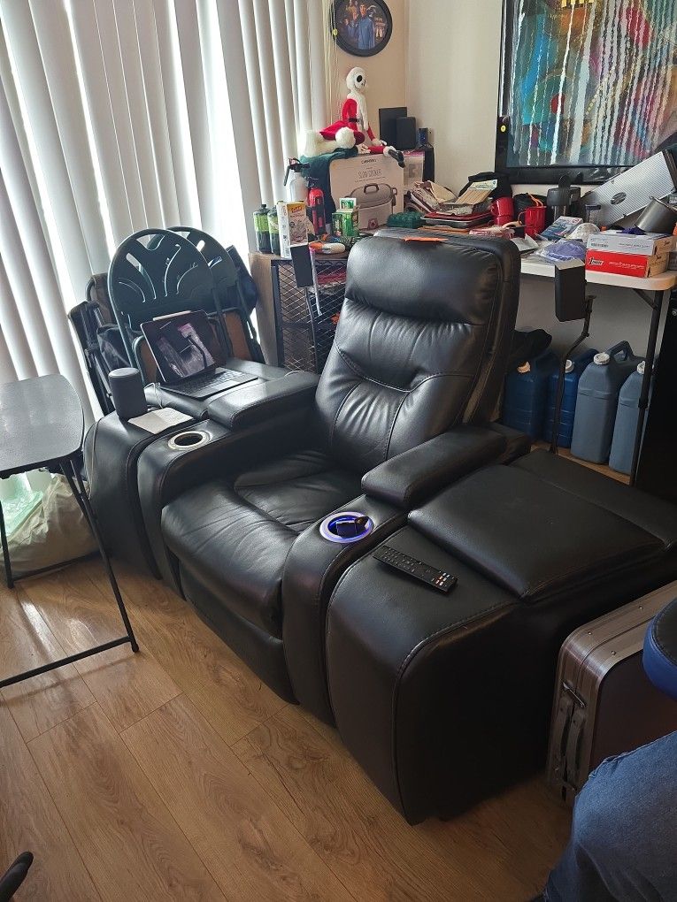 Movie Theatre Recliner Chair Set Lighted