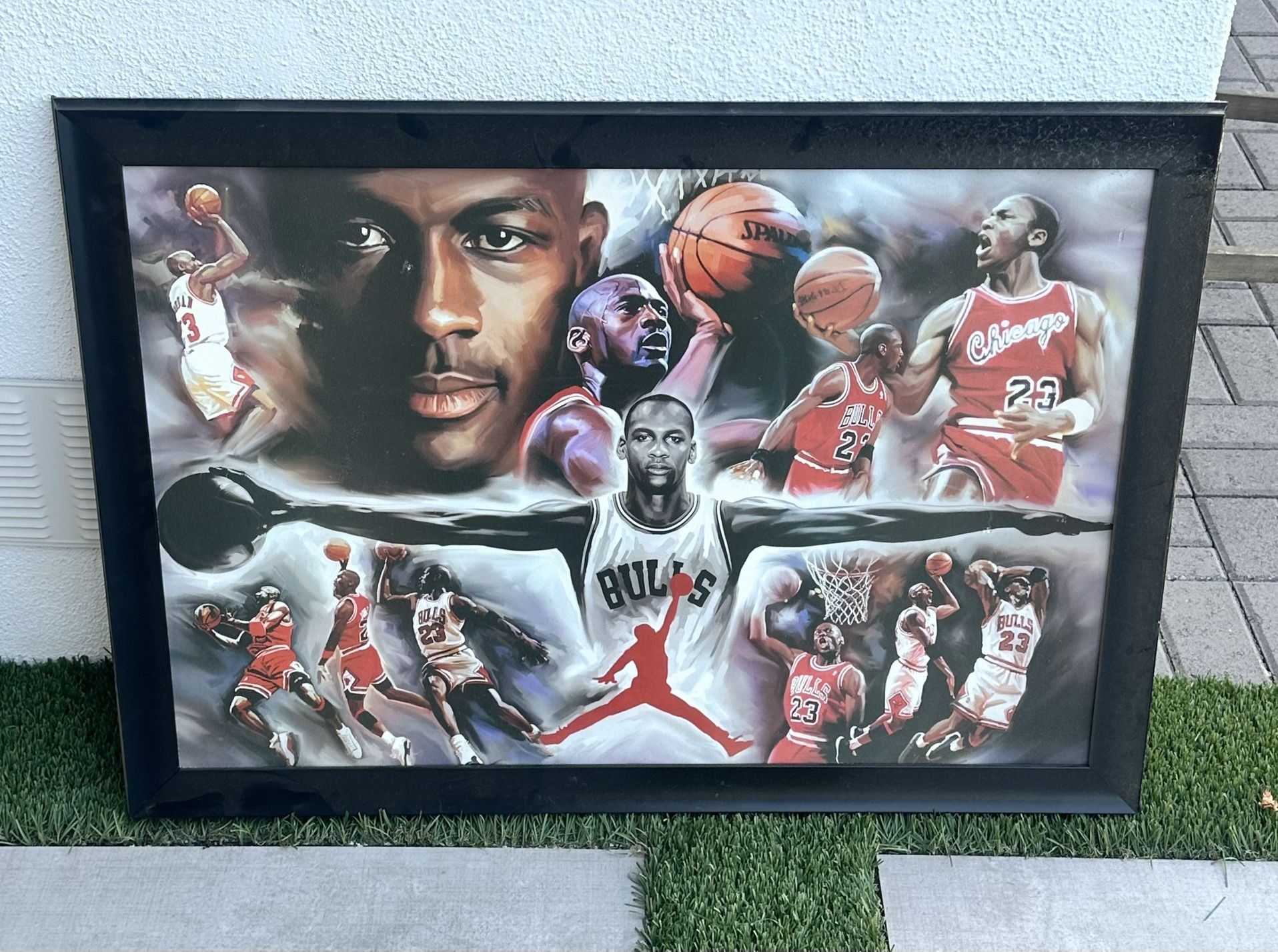 Michael Jordan - Collage Open Arms Sports Art Print with Frame
