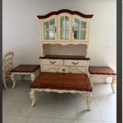 Dinning Table Set 6 Chairs And China Buffet With 2 Shelfs and 3 Tables 