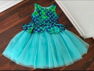 Glamorous Brand New Ariel Reversible Sequin Fancy Dress for Girls – The Little Mermaid Size 7/8 🧜🏻♀️👗🐠✨🌊🩵🦀