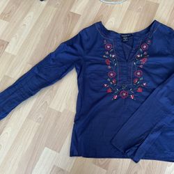 Abercrombie & Fitch Cotton Flowers Embroidered Shirt