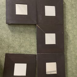 Vintage IKEA Malma square mirrors in dark brown wood frame