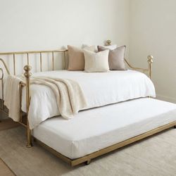Vintage Brass Daybed w/ Pull-Out Trundle (Frame Only) 