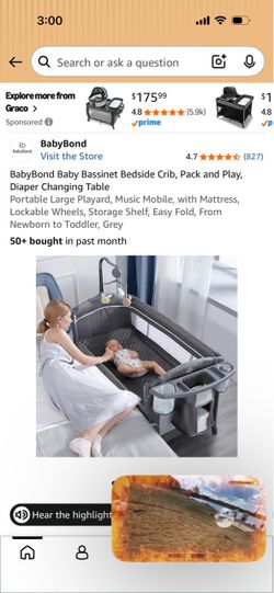Baby Bassinet Bedside Crib Pack and Play