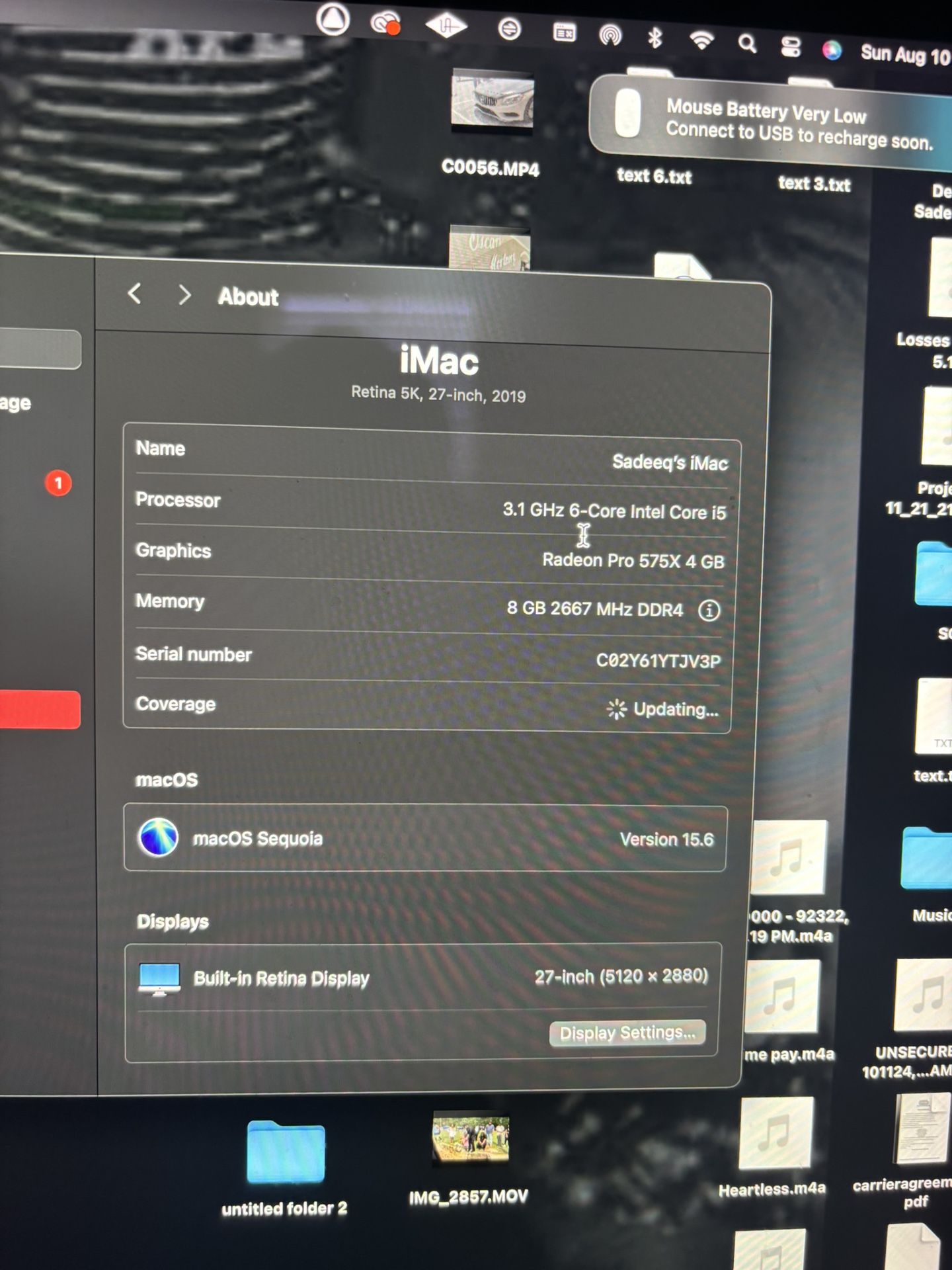 Selling 2019 27inch iMac