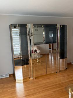 Mirrored & brass wall unit