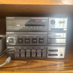 Vintage Sony Stereo, Amplifier, & Speakers