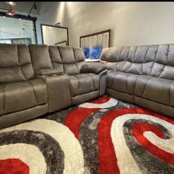 Limited time. Barcelona, soft gray reclining sofa and loveseat set $1099. Easy finance option. Same-day delivery.
