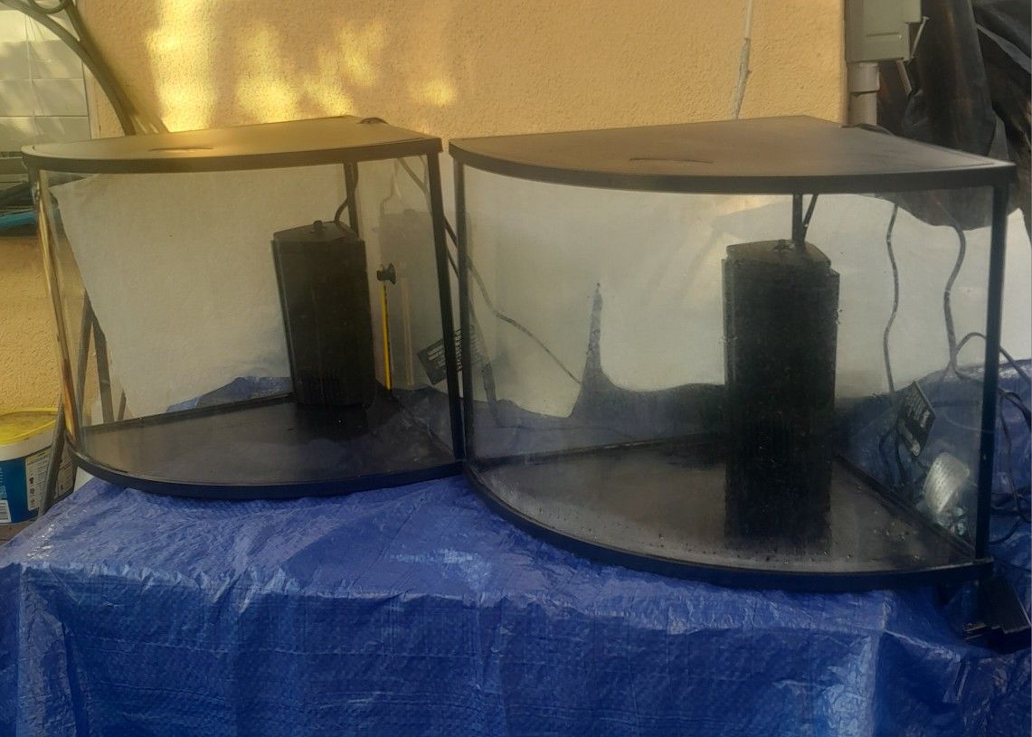 Unique pair TopFin Corner Fish Tank AQUARIUMS