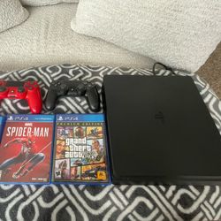 PS4 With 2 Controllers, 4 Games, Power Cord, HDMI Cord, Controller Charger