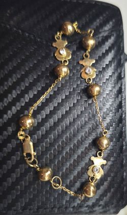 14k gold Charm Bracelet with Bear Charms 4.39