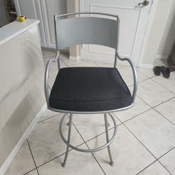 1- Heavy Duty Silver  Swivel Metal Bar Stool with Cushion Seat $25.