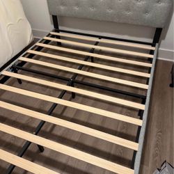 Gray Queen Platform Bed Frame