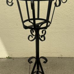 Black Metal Plant Stand with Scrollwork Details - 9 ½ x30  