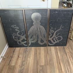 3-Panel Octopus Wall Art 