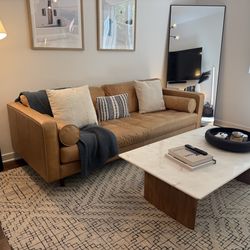 West Elm Leather Couch Dennes 88”