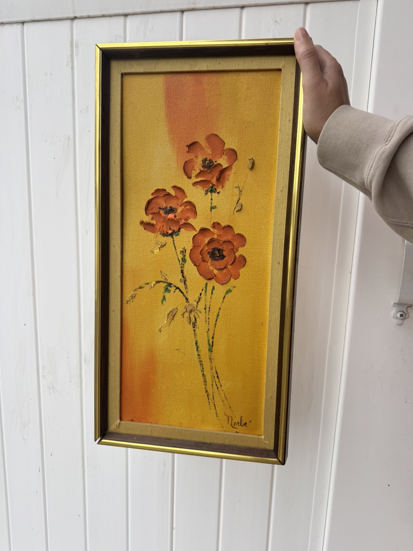 Vintage Mid-Century Floral Oil Painting – Framed Original Art