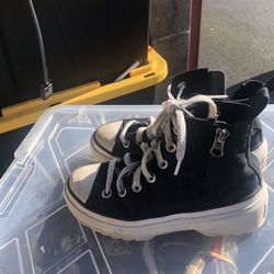 Converse All Star Girls High Top Kids Black High-Top Sneakers Size 2