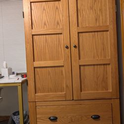 Versatile Solid Oak Storage Armoire / Cabinet