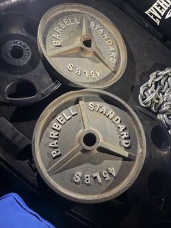 Very nice deep dish 45 lb Olympic weight plates.