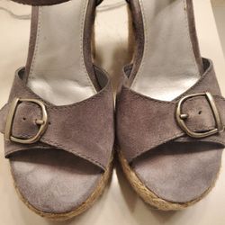 Zodiac Gray Suede Wedges Size 8