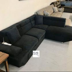 Brand New Living Room 💥 Black Colored L Shaped Comfy Pull Out Sleeper Sectional Couch| Color Options|