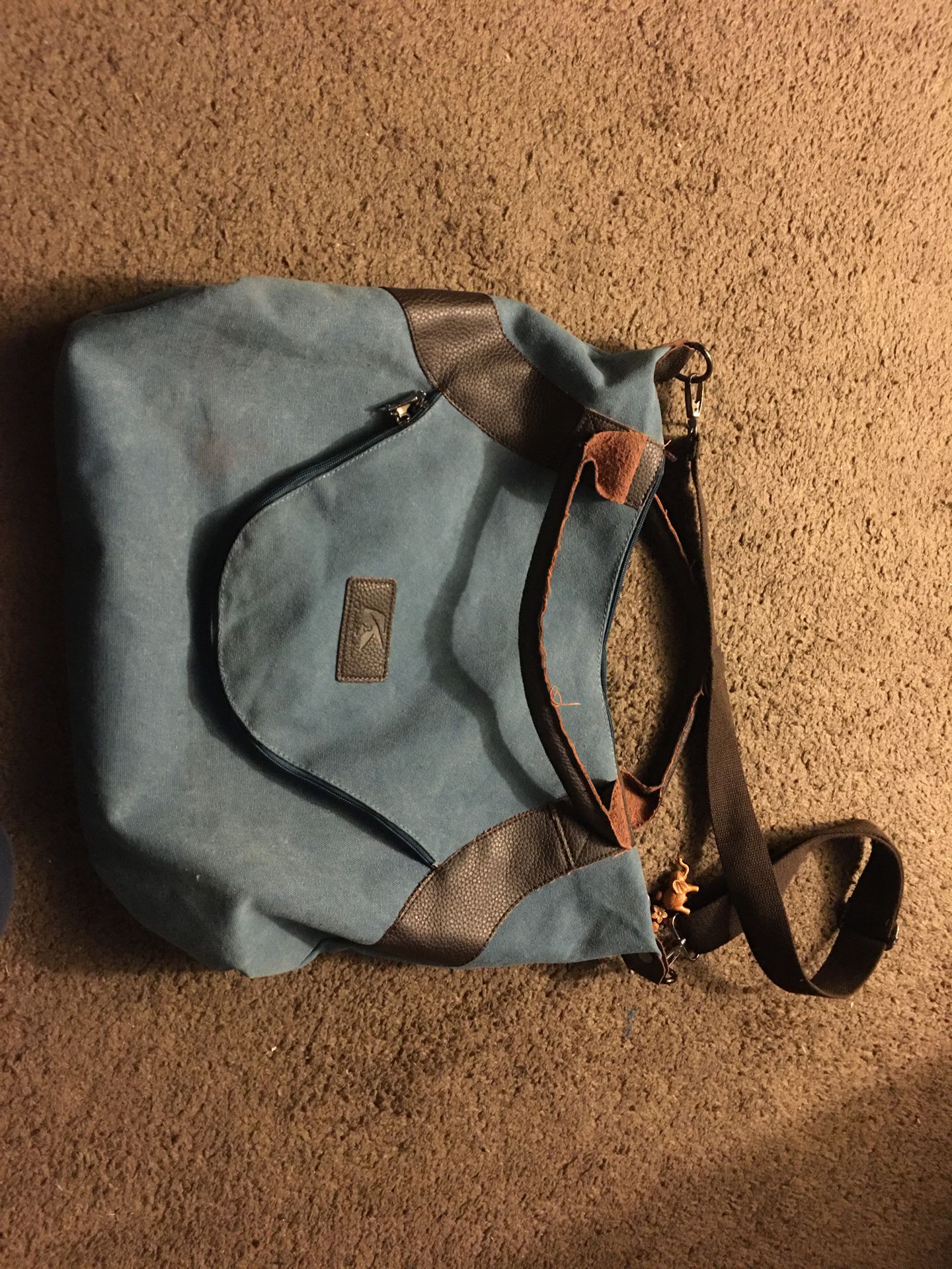 Baby blue canvas messenger bag