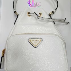 PRADA Duet Naplak Patent Leather Bucket Bag 