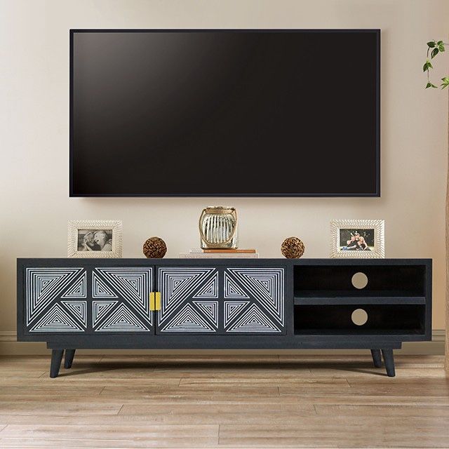 Brand New Mid-Century Black Art Deco TV Stand