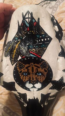 Hand painted real cow skull