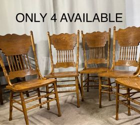 Solid Oak Double Pressed Dining Chairs (4)