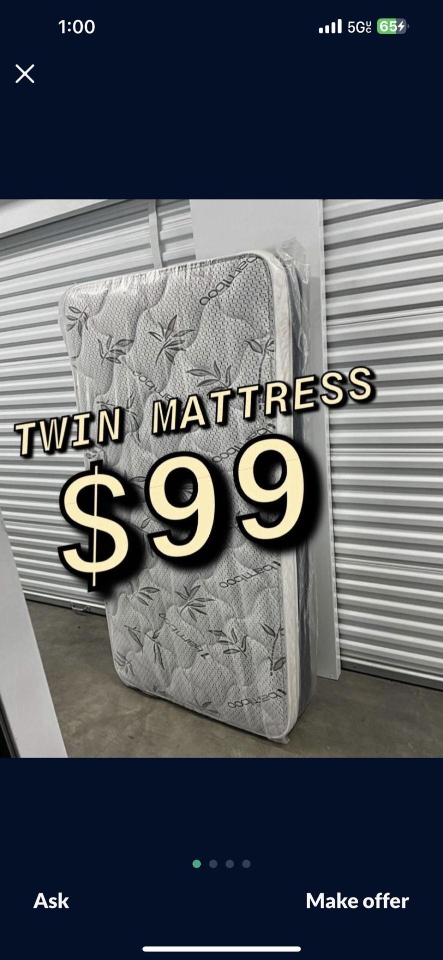 New Twin Mattres Only $100