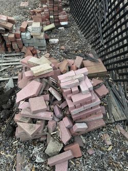 Used Red Concrete Pavers Brick Lot