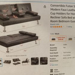 Convertible Futon Sofa-bed With Armrest - Price Drop!