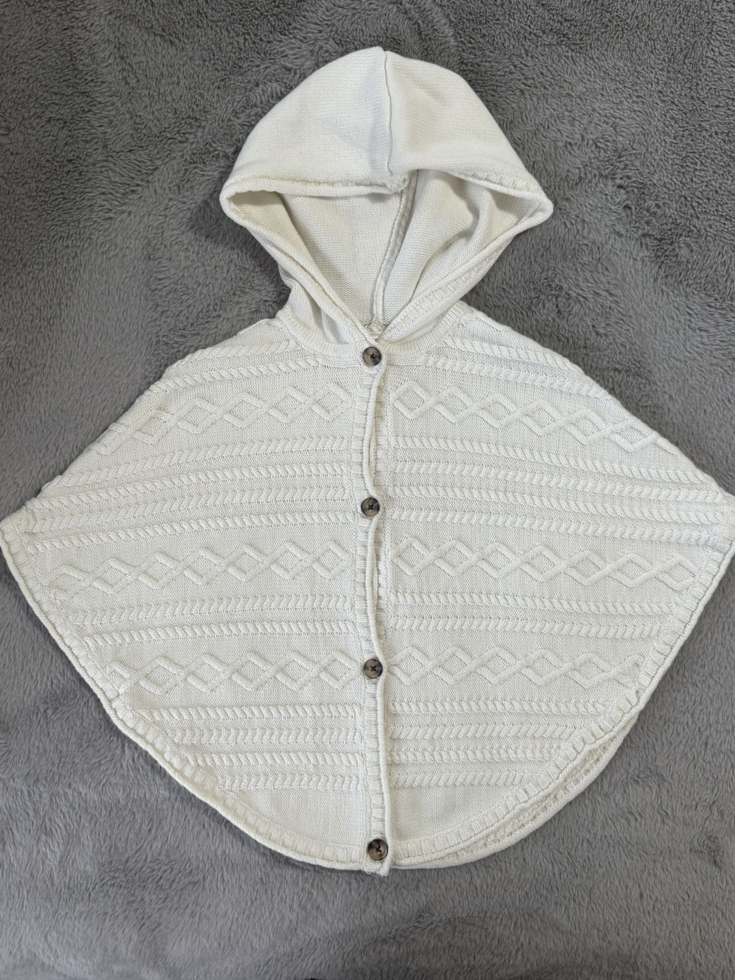 5T Little Girl-Hooded Cable Knit Poncho By Gymboree