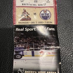 NHL Coyotes vs Oilers 1999 ticket 