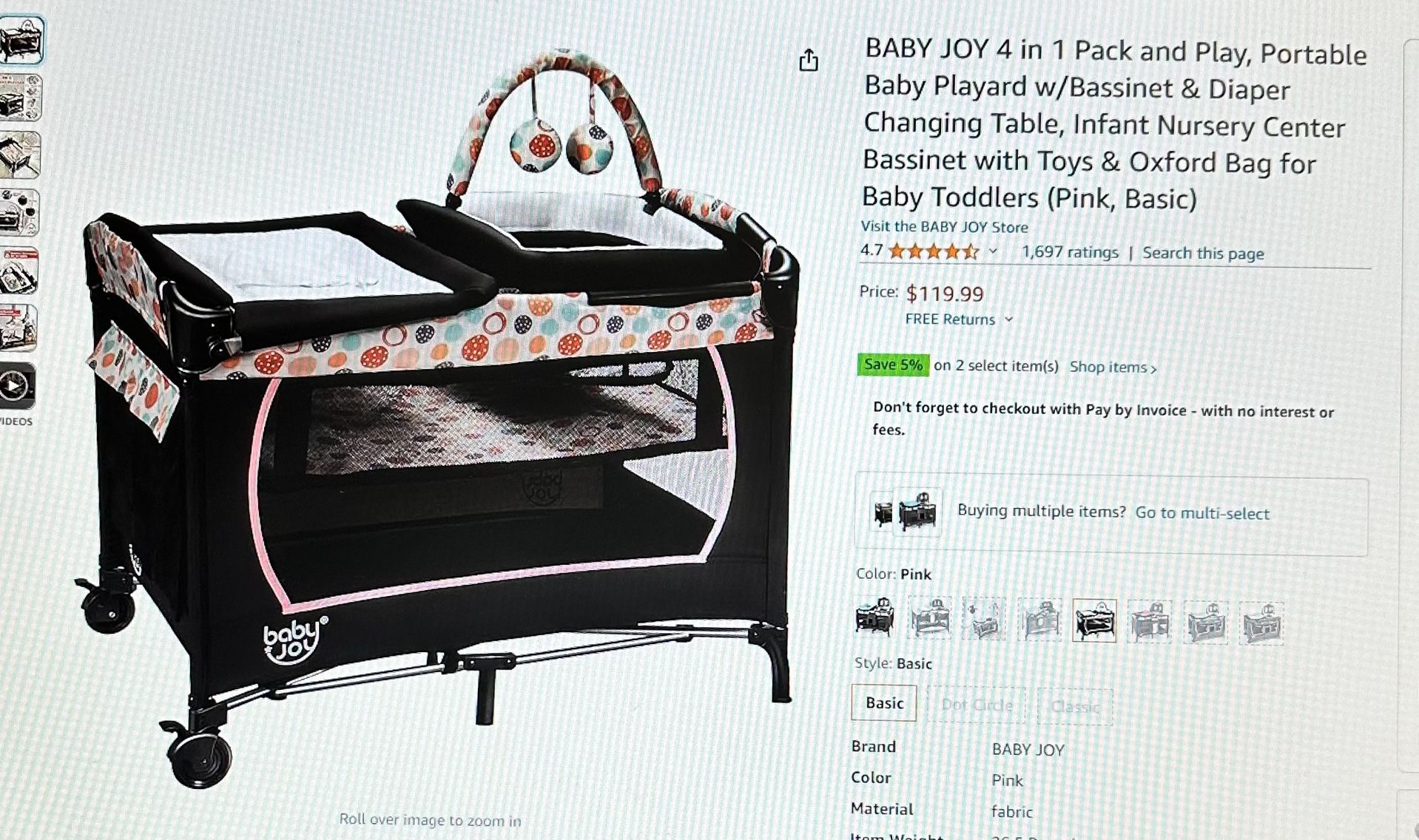 Baby Joy 4 in 1 Pack And Play Portable Baby Played With Bassinet And Diaper Changing Table