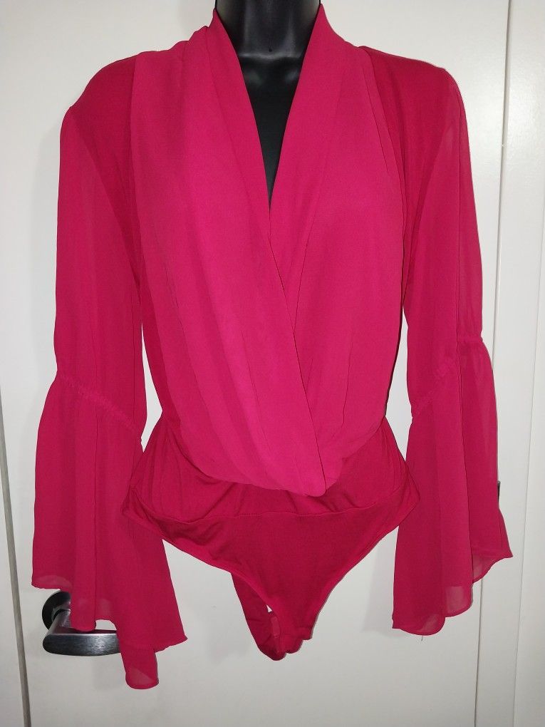 Size L, Red, BodySuit Blouse