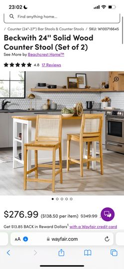 Beckwith 24'' Solid Wood Counter Stool Light Wood Bar Stool