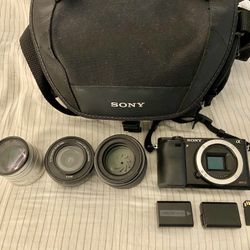 Sony A6000 With 3 Lenses, Carrying Case and Accessories